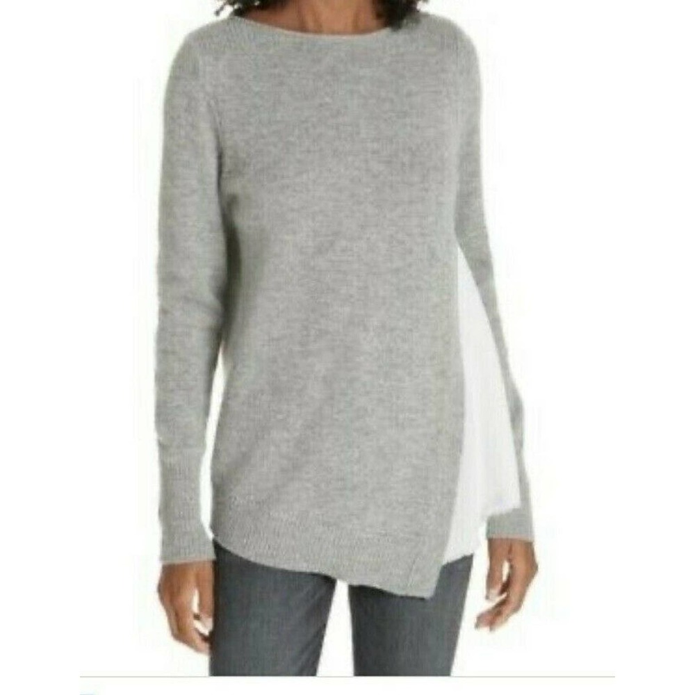 Brochu Walker Pullover Sweater Size M Arctic Gray White Layered Cashmere Blend